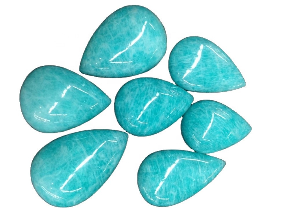 Bentuk Pear Amazonite Alami Cabochon Gemstones Berkualitas Tinggi 18