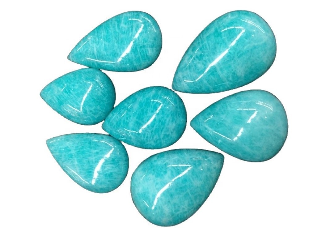 Bentuk Pear Amazonite Alami Cabochon Gemstones Berkualitas Tinggi 20