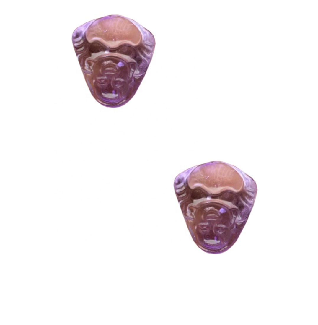 Amethyst nevetve Buddha Head Carving Filigrán Finding Gemstone Cabochon Amethyst Buddha 19