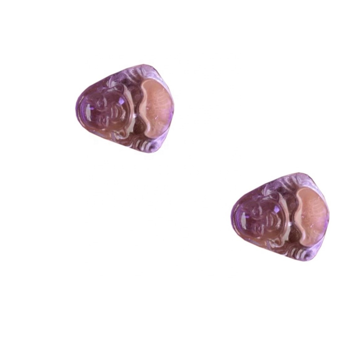 Amethyst nevetve Buddha Head Carving Filigrán Finding Gemstone Cabochon Amethyst Buddha 23