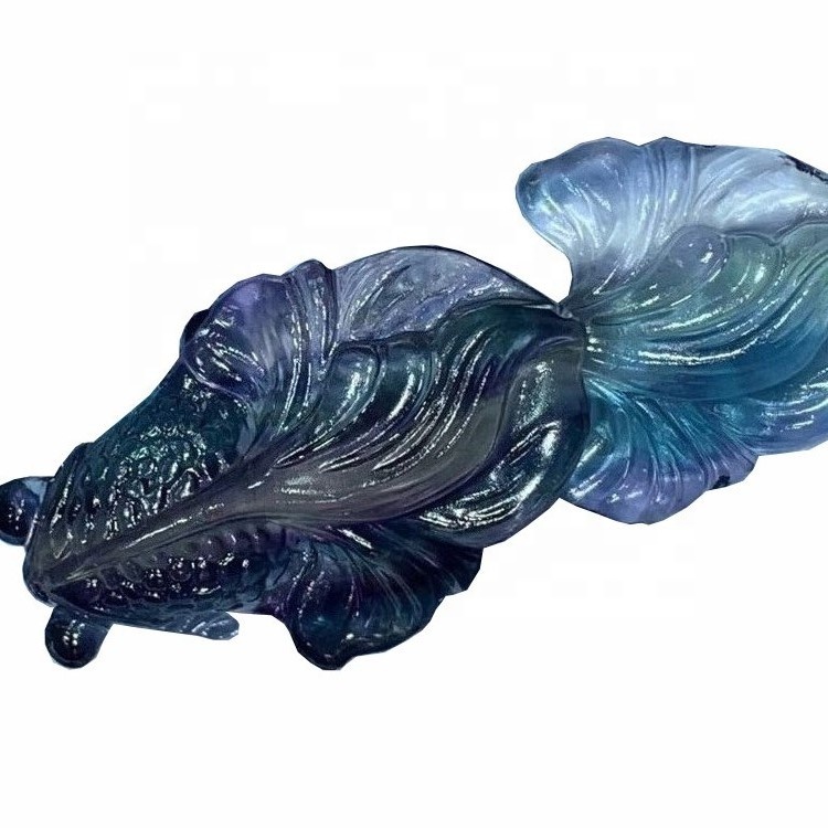 Fluorite ngukir goldfish bentuk permant / Pendant Pendant / Fluorite Pendant 21