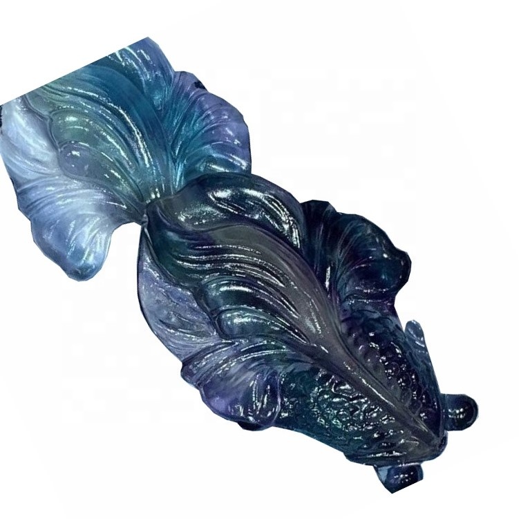Fluorite ngukir goldfish bentuk permant / Pendant Pendant / Fluorite Pendant 23