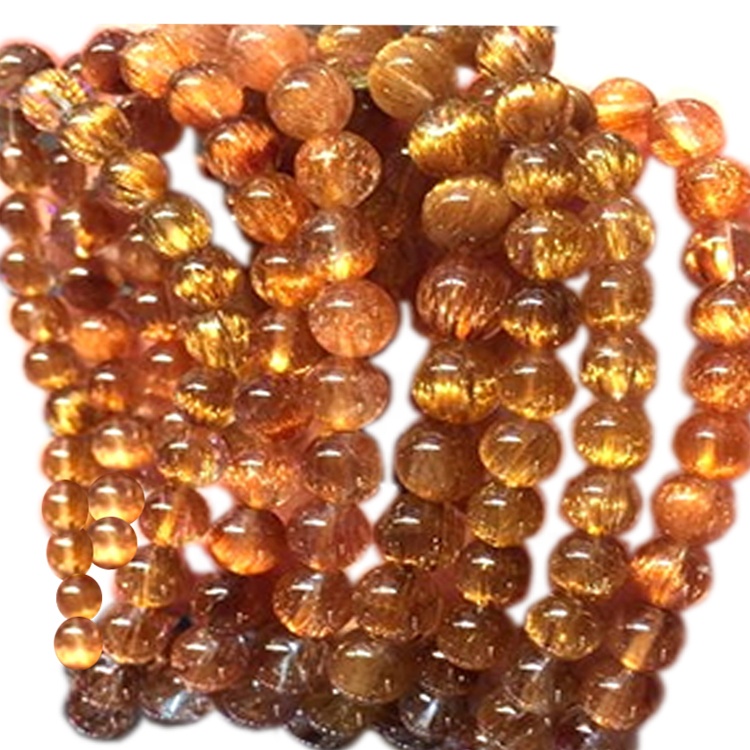 Pulseras de cuarzo rutiladas de cobre / pulseras de cuarzo rutiladas / cobre pulsera de piedra de cuarzo rutilada 10mm 33