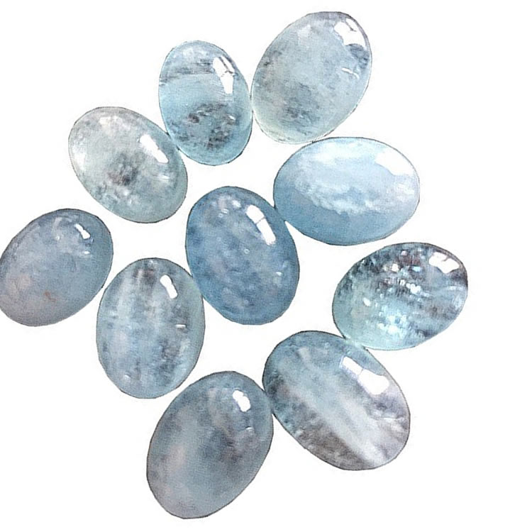 Asili Milky Aquamarine Cabochon ya kipekee Gemstone Cabochon kwa ajili ya kujitia 37