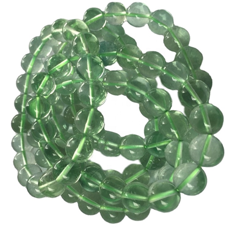 Forma redonda lisa de fluorita múltiple cadena, hebras de perlas de piedras preciosas naturales, semi preciosa y 30