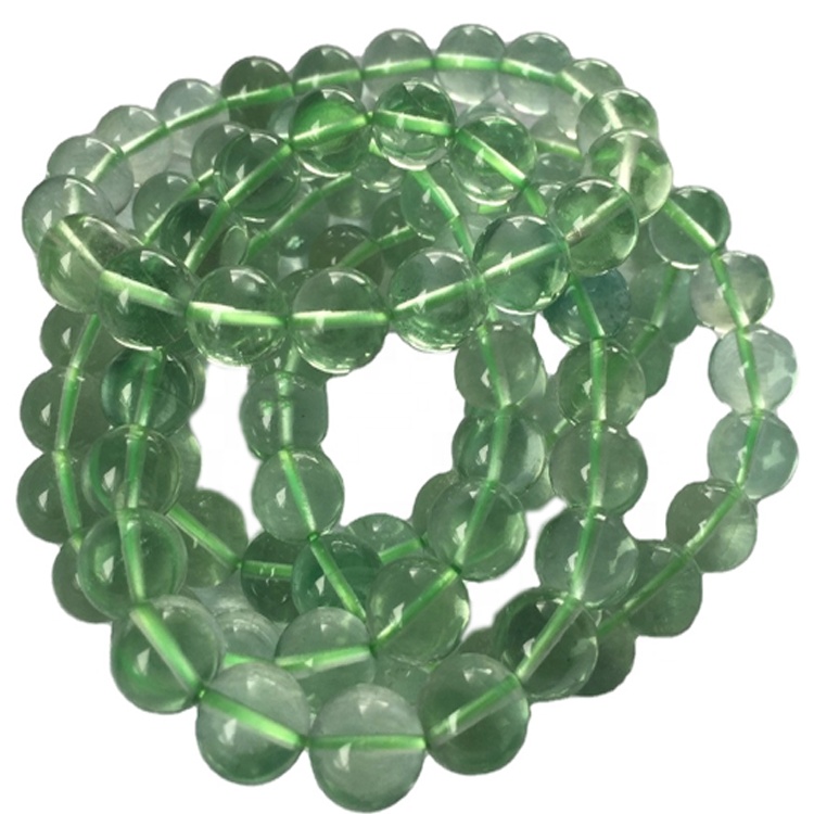 Forma redonda lisa de fluorita múltiple cadena, hebras de perlas de piedras preciosas naturales, semi preciosa y 32