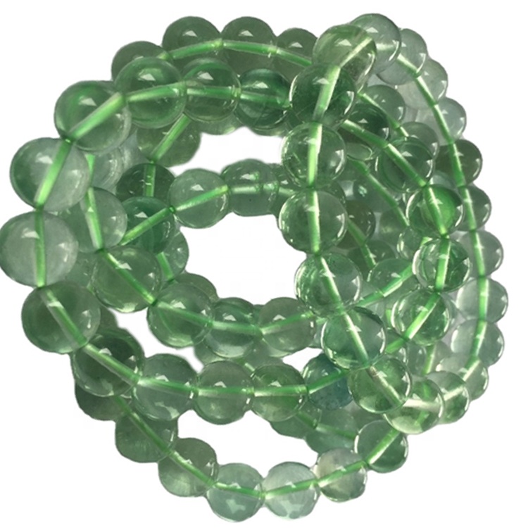 Forma redonda lisa de fluorita múltiple cadena, hebras de perlas de piedras preciosas naturales, semi preciosa y 36