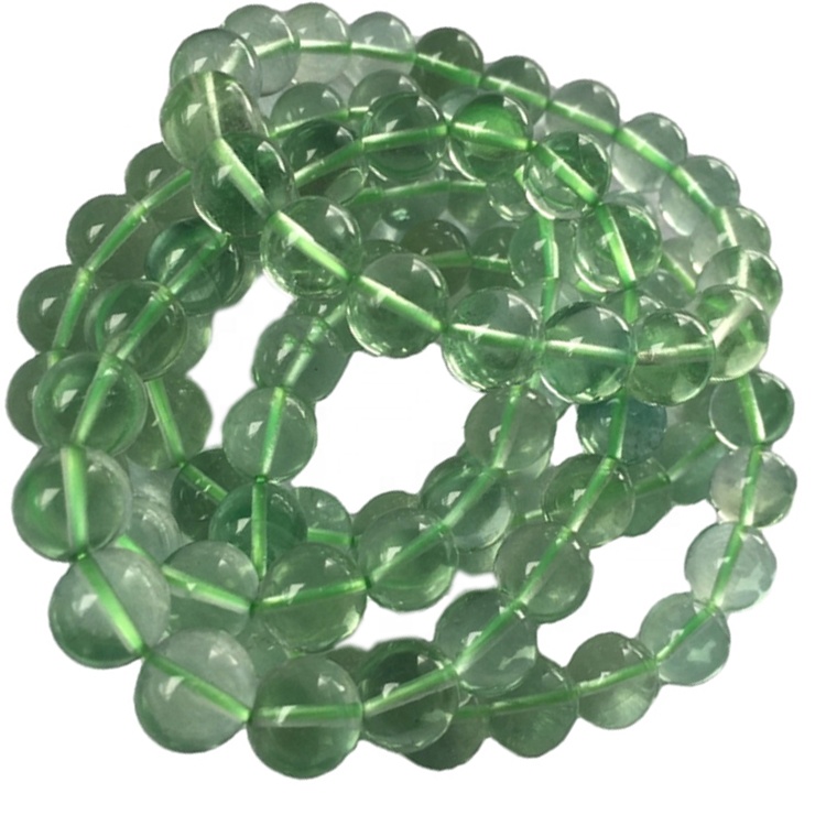 Forma redonda lisa de fluorita múltiple cadena, hebras de perlas de piedras preciosas naturales, semi preciosa y 34