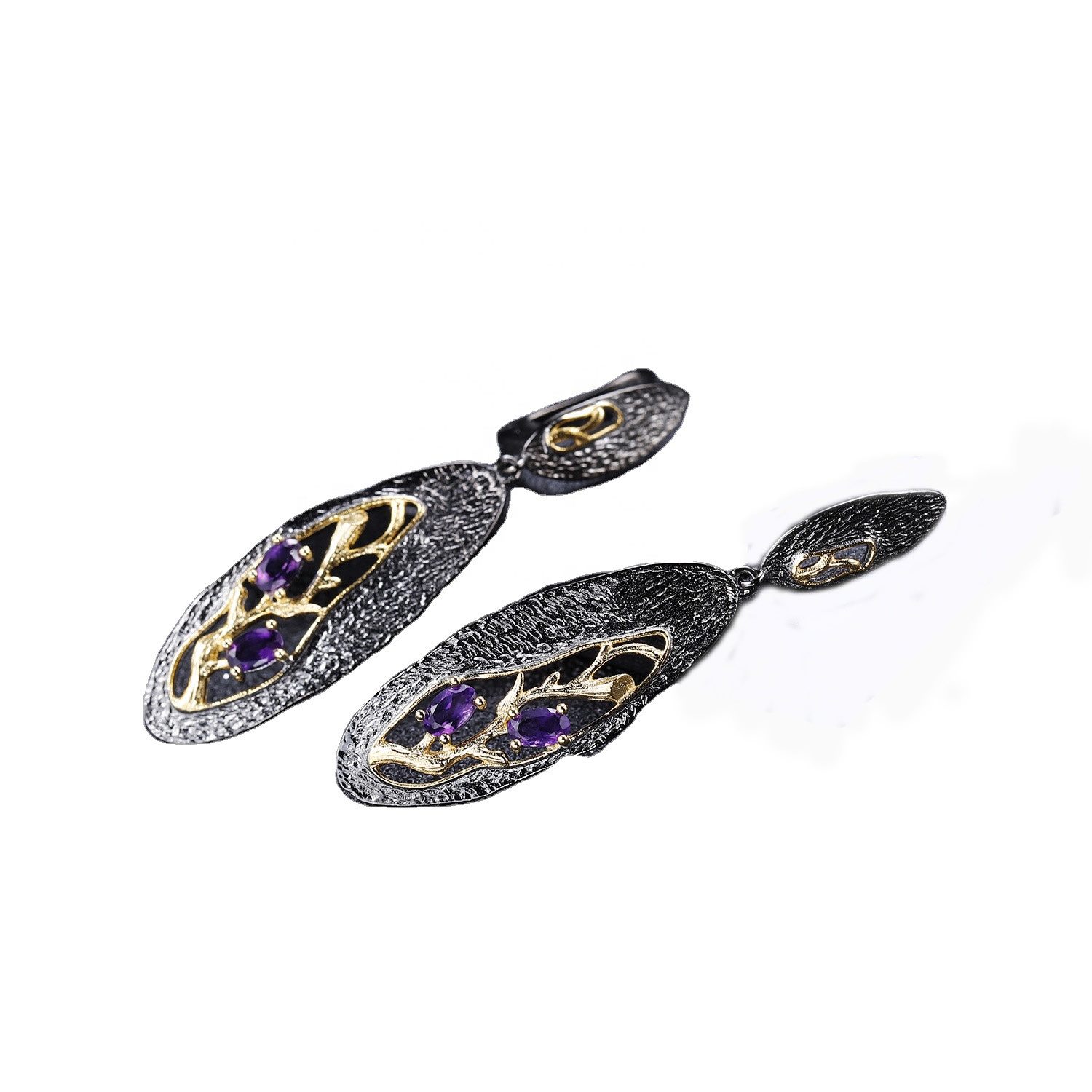 Hollow Gold-yakarongedzwa amethyst mhete 13