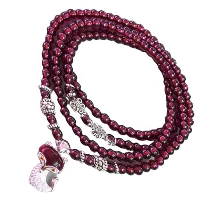 Natuurlike gretige kosbare klip armbande met hanger, 4mm ronde krale armbande 35