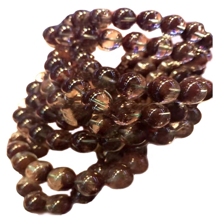 Байгалийн хүрэн өнгөт фантом квартом Картз болор дугуй Beads Beads Beads 27