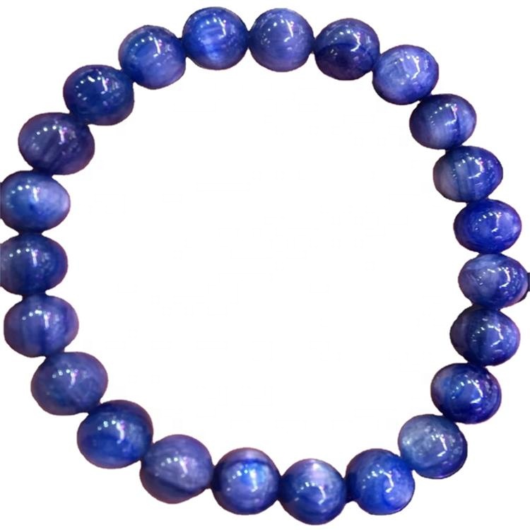 Wholesale pulseras de piedras preciosas de kyanita natural azul pulsera de kyanite brazalete redondo 32