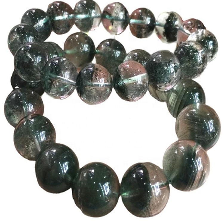 Ghost phantom quartz dị iche iche nha mgbaaka ọla Natural Green phantom Quartz Round Bead 30