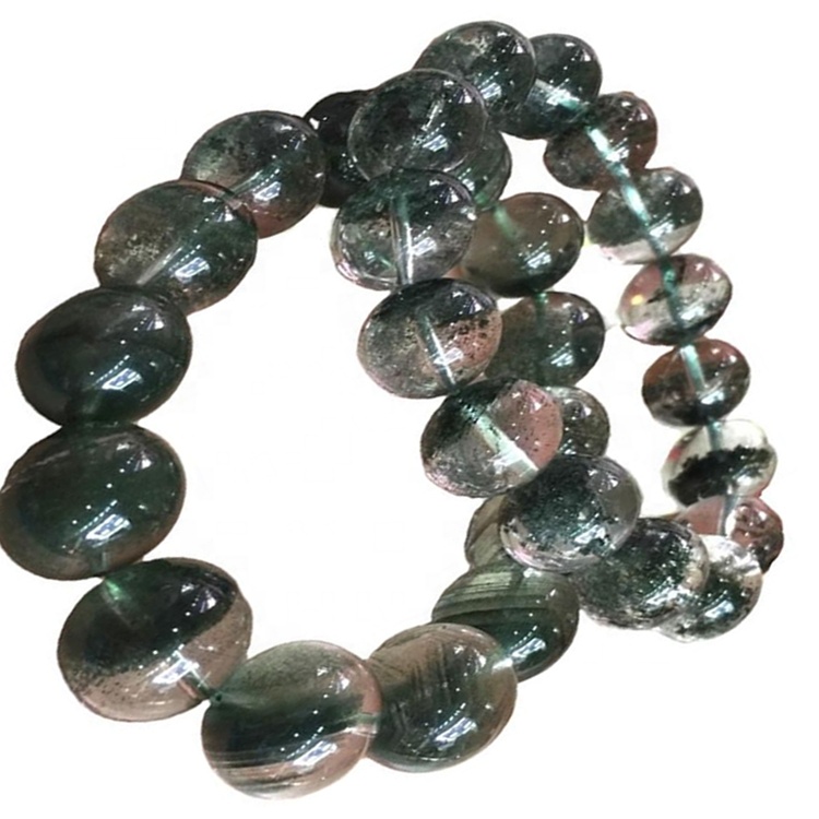 Ghost phantom quartz dị iche iche nha mgbaaka ọla Natural Green phantom Quartz Round Bead 36