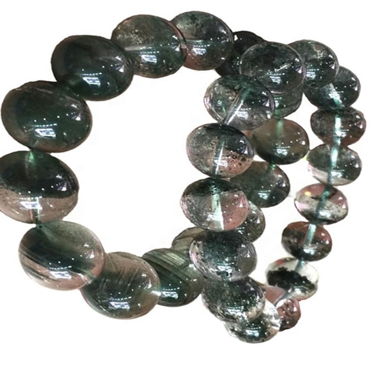 Ghost phantom quartz dị iche iche nha mgbaaka ọla Natural Green phantom Quartz Round Bead 38