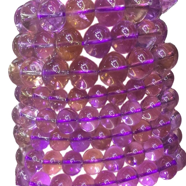 Pulsera de cuentas redondas de amatista Pulsera personalizable bañada en oro/plata 25