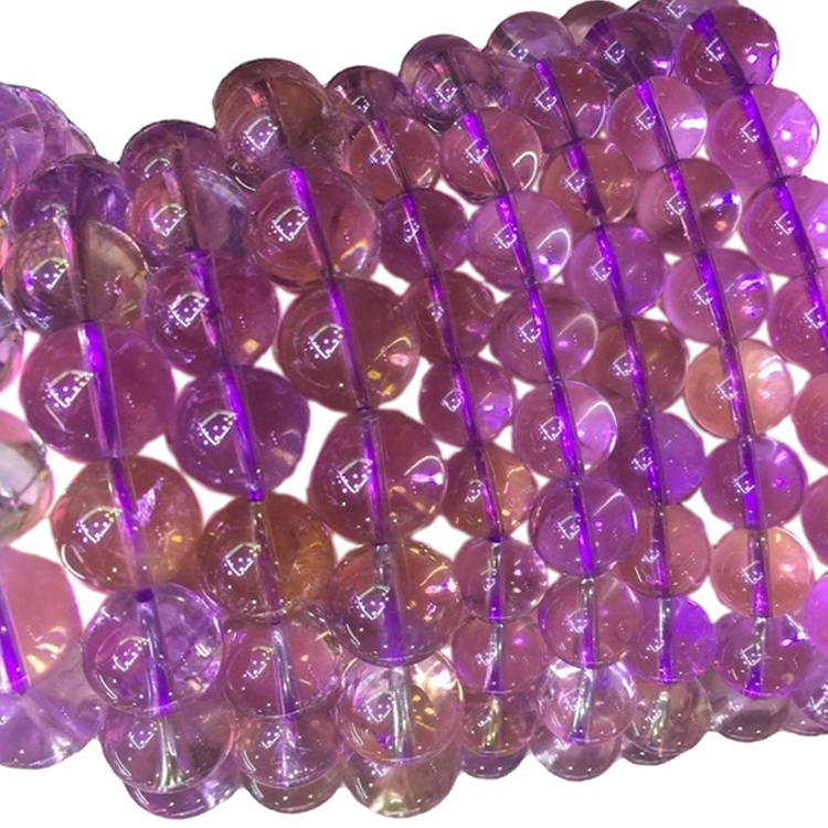 Pulsera de cuentas redondas de amatista Pulsera personalizable bañada en oro/plata 29