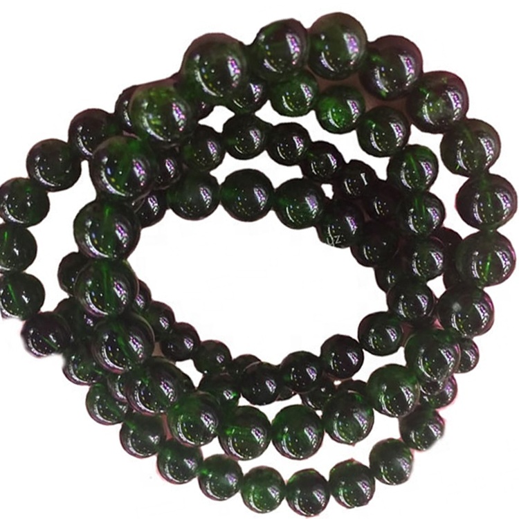 Precio bajo suelto perlas redondas naturales diopside gemstone caliente venta 36