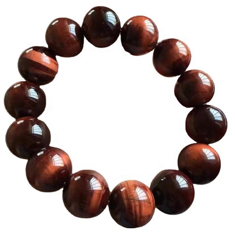 Rauður litur Tiger Eye Round Perlur Armband Gerðu heildsölu 30