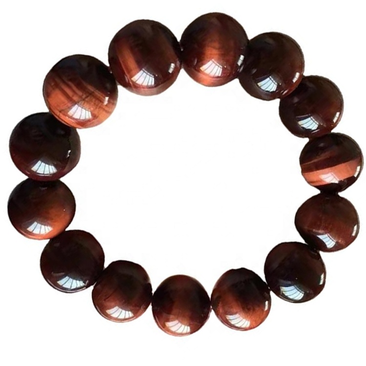 Rauður litur Tiger Eye Round Perlur Armband Gerðu heildsölu 36