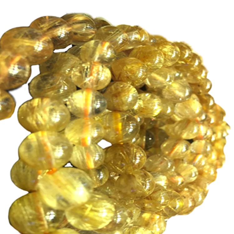 Golden Rutlated Quartz Gimstone na-eme ka eriri beads na-arụ ọrụ 26