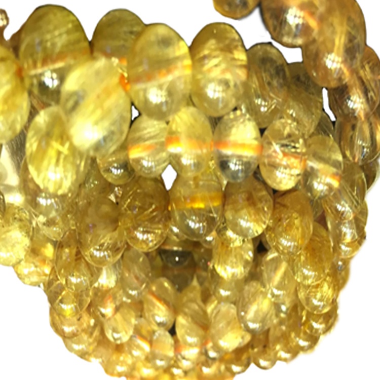Golden Rutlated Quartz Gimstone na-eme ka eriri beads na-arụ ọrụ 28