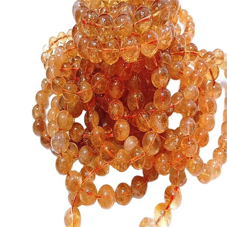 Citrine gemstone nke 6mm 8mm 10mm gburugburu strands, bemstone beads maka ọla na-eme 7