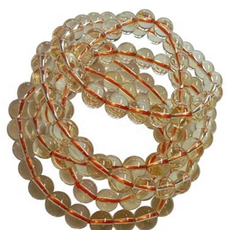 சூடான விற்பனை உண்மையான இயற்கை சிட்ரைன் மணிகள் காப்பு நீட்சி சுற்று மணிகள் ரத்தின ஃபேஷன் நகை 30