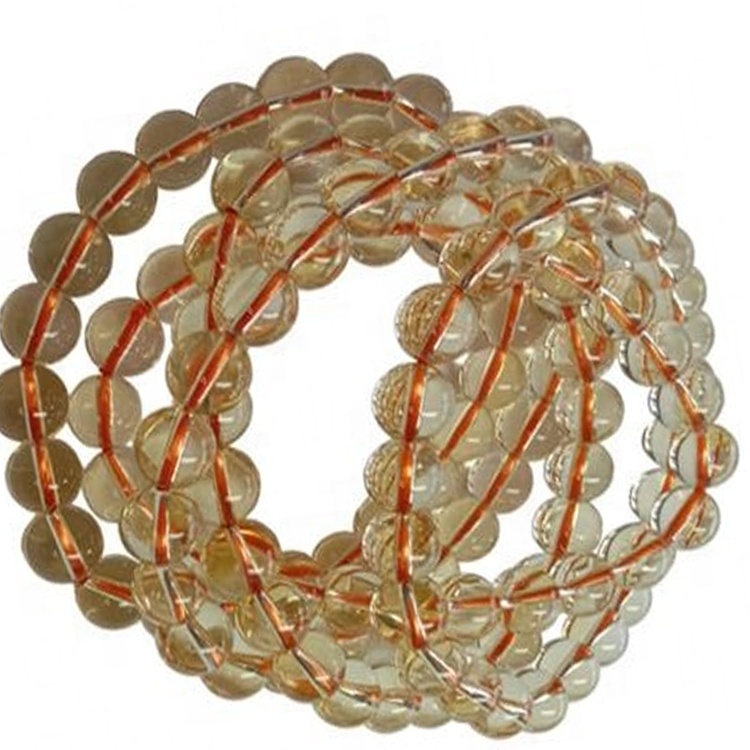 சூடான விற்பனை உண்மையான இயற்கை சிட்ரைன் மணிகள் காப்பு நீட்சி சுற்று மணிகள் ரத்தின ஃபேஷன் நகை 32