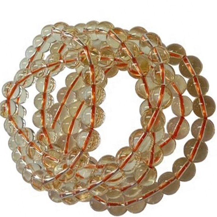 சூடான விற்பனை உண்மையான இயற்கை சிட்ரைன் மணிகள் காப்பு நீட்சி சுற்று மணிகள் ரத்தின ஃபேஷன் நகை 36