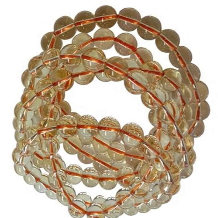 சூடான விற்பனை உண்மையான இயற்கை சிட்ரைன் மணிகள் காப்பு நீட்சி சுற்று மணிகள் ரத்தின ஃபேஷன் நகை 34