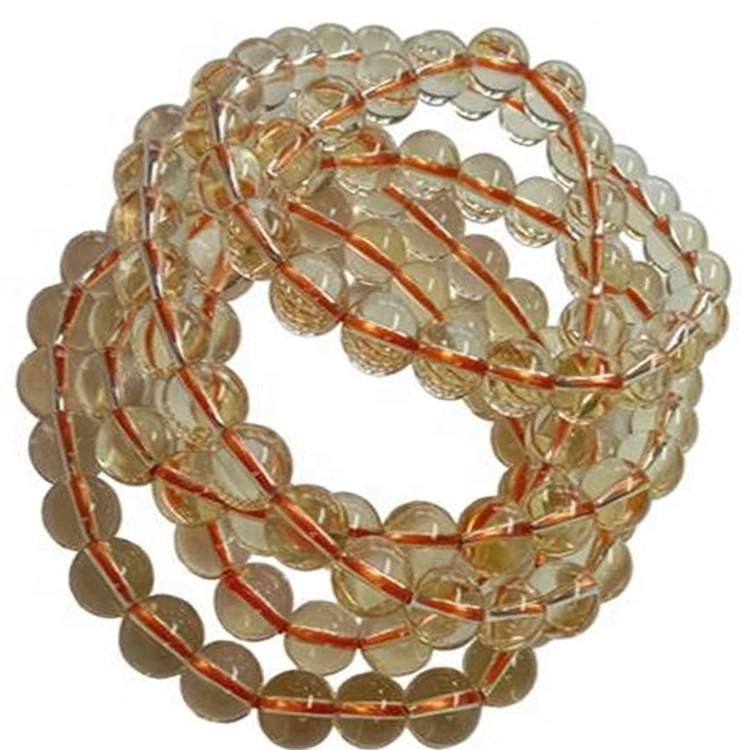 சூடான விற்பனை உண்மையான இயற்கை சிட்ரைன் மணிகள் காப்பு நீட்சி சுற்று மணிகள் ரத்தின ஃபேஷன் நகை 38