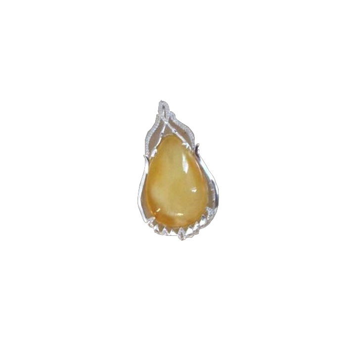 ბუნებრივი Amber Gemstone Inlay სტერლინგი ვერცხლისფერი გულსაკიდი 9