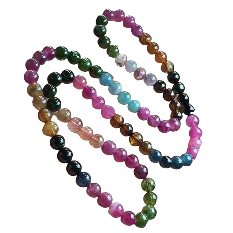 Braccialetto rotondo turmaline colorato naturale Braccialetto Rubellite Rubellite 32