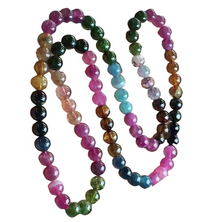 Braccialetto rotondo turmaline colorato naturale Braccialetto Rubellite Rubellite 34