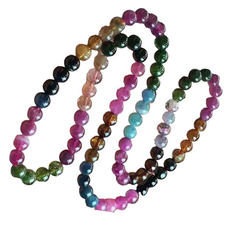 Braccialetto rotondo turmaline colorato naturale Braccialetto Rubellite Rubellite 36