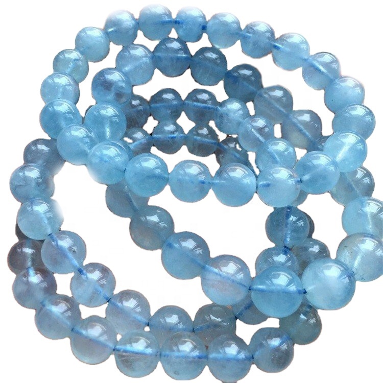 Aquamarine இயற்கை கல் காப்பு புதிய தயாரிப்புகள் மீள் காப்பு பால் ப்ளூ அக்வாமாரின் 28