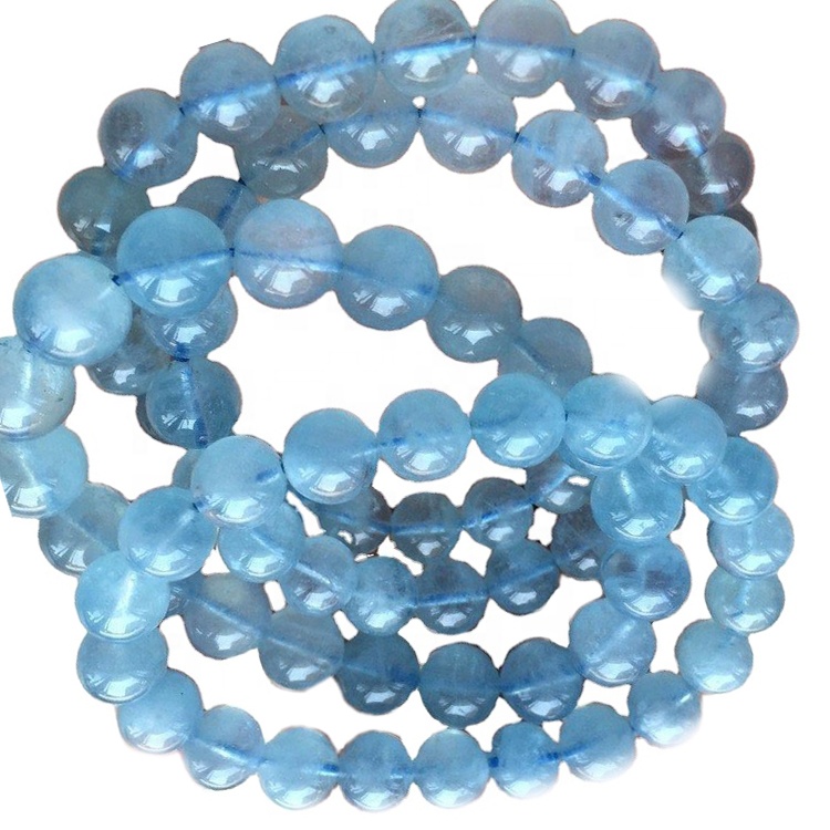 Aquamarine இயற்கை கல் காப்பு புதிய தயாரிப்புகள் மீள் காப்பு பால் ப்ளூ அக்வாமாரின் 30