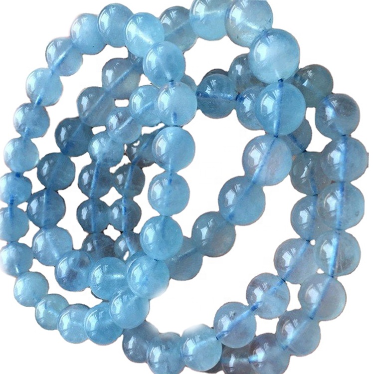 Aquamarine இயற்கை கல் காப்பு புதிய தயாரிப்புகள் மீள் காப்பு பால் ப்ளூ அக்வாமாரின் 32