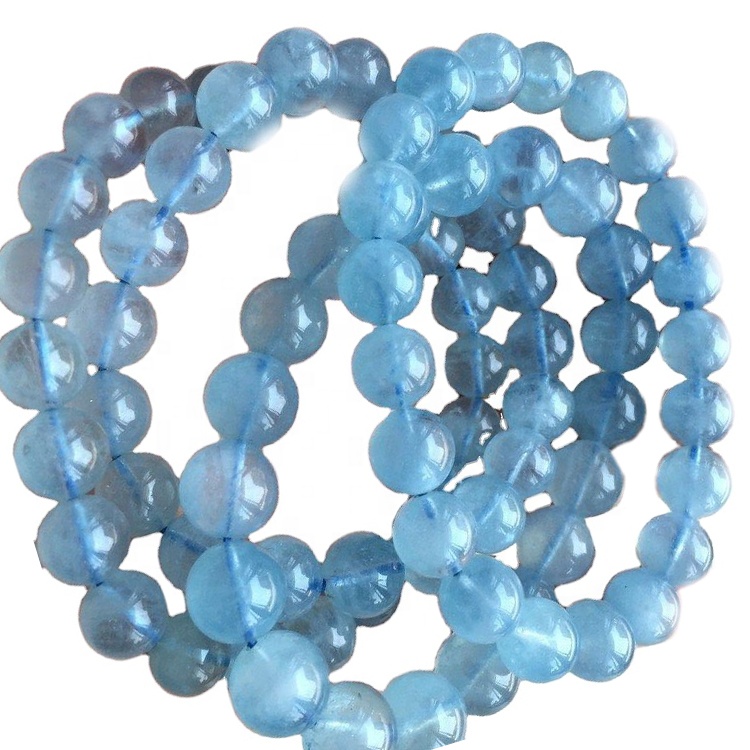 Aquamarine இயற்கை கல் காப்பு புதிய தயாரிப்புகள் மீள் காப்பு பால் ப்ளூ அக்வாமாரின் 34