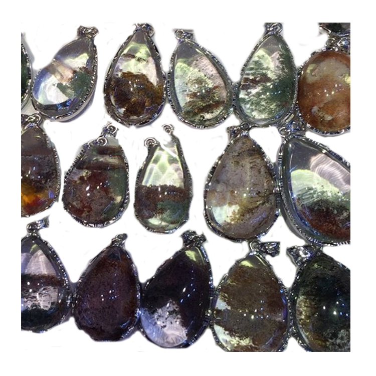 Engros Natural Colorful Phantom Crystal Quartz anheng 925 sølv for smykker 9