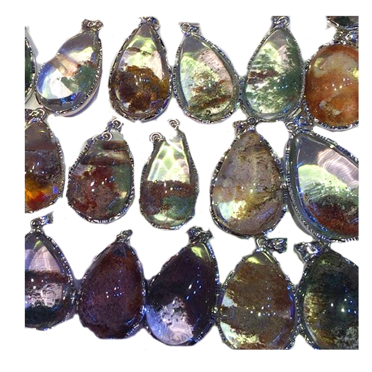 Engros Natural Colorful Phantom Crystal Quartz anheng 925 sølv for smykker 15