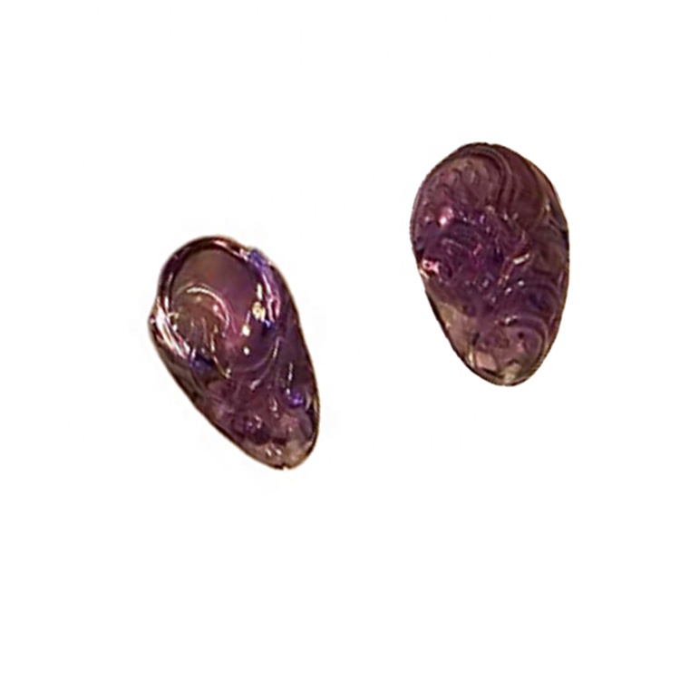 Ungu cantik Fluorite Ukiran Batu Permata Longgar 36