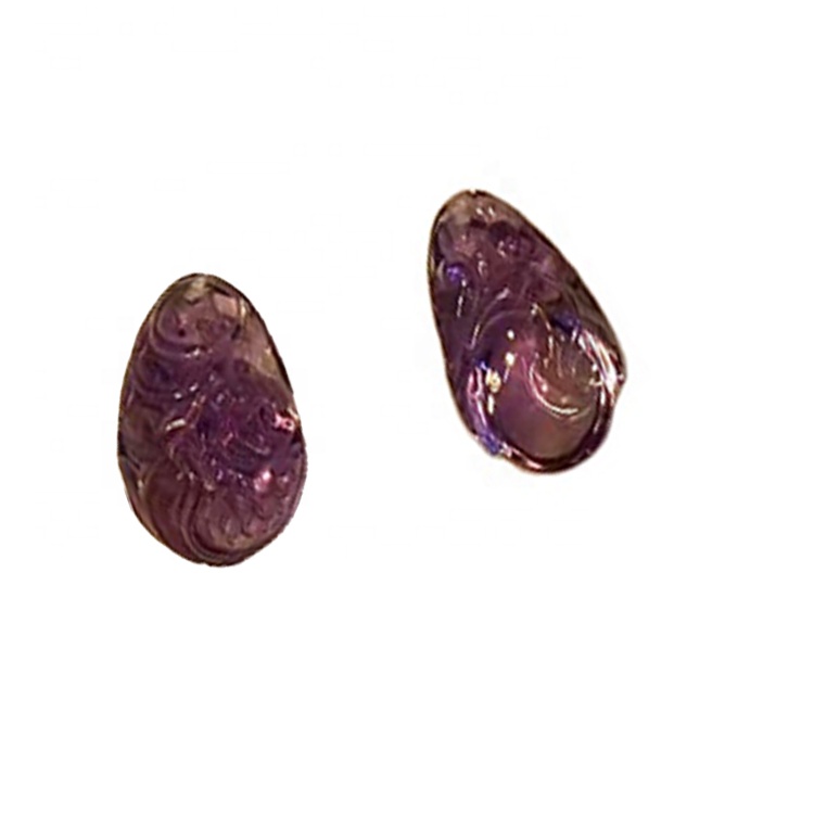 Ungu cantik Fluorite Ukiran Batu Permata Longgar 34