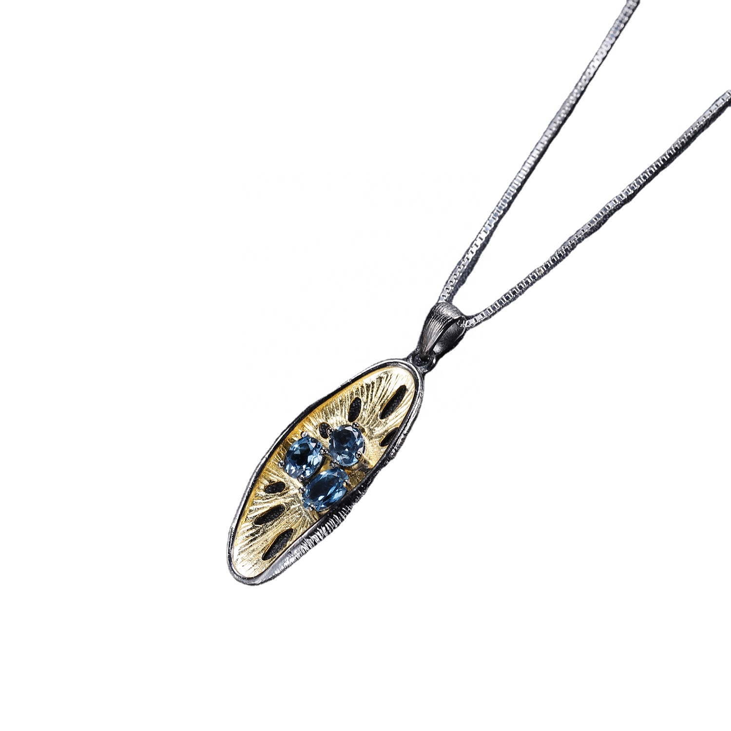 Sapphire Halskjede for kvinner Gold.Sapphire Pendants.Birthday Gaver. 9