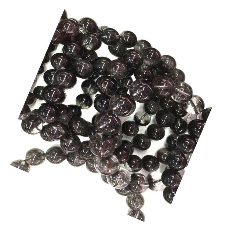 Natura 6mm / 8mm / 10mm / 12mm ರೌಂಡ್ ಬ್ಲ್ಯಾಕ್ rutilated ಸ್ಫಾರ್ಜ್ ಸ್ಟೋನ್ ಮಣಿಗಳಿಂದ ಕಂಕಣ 32
