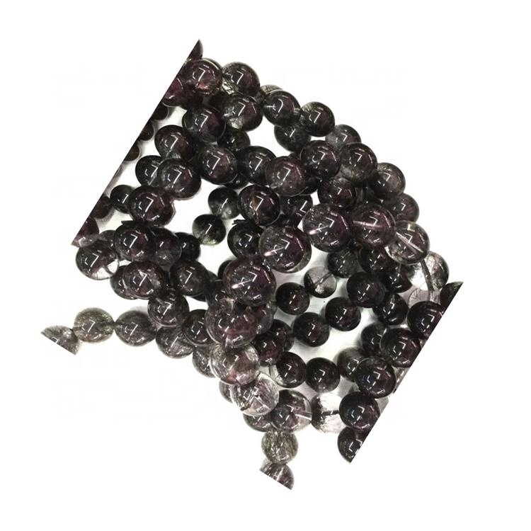 Natura 6mm / 8mm / 10mm / 12mm ರೌಂಡ್ ಬ್ಲ್ಯಾಕ್ rutilated ಸ್ಫಾರ್ಜ್ ಸ್ಟೋನ್ ಮಣಿಗಳಿಂದ ಕಂಕಣ 34