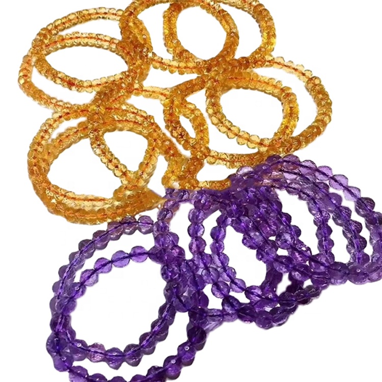 Branelli sfaccettati Ametista Amethyst Citrine Gemstone Braccialetti 26