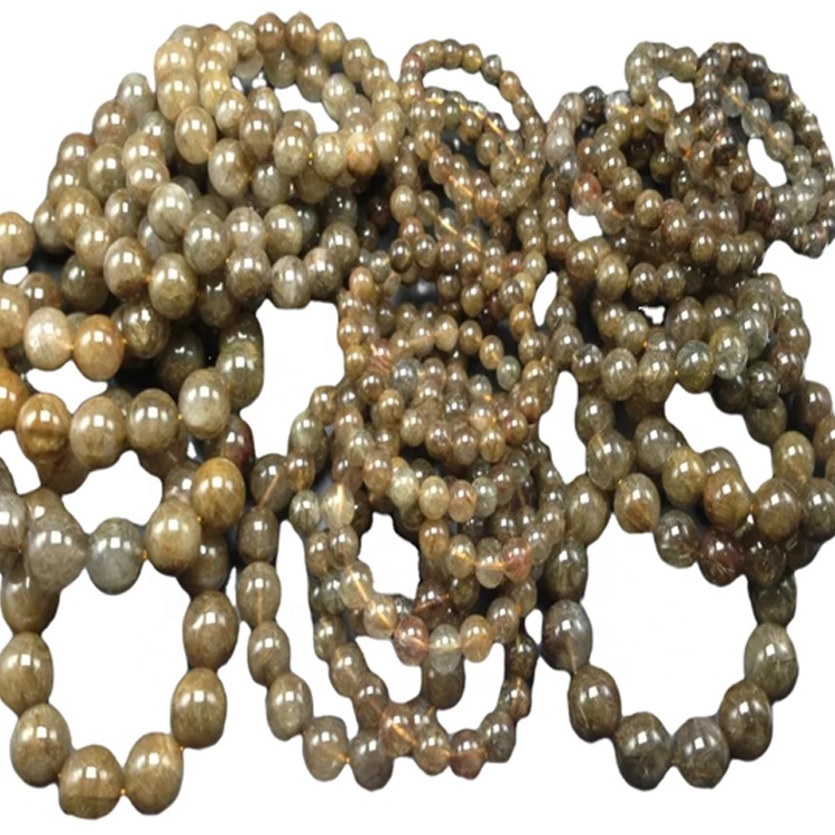 Rôzne kvalitné prírodné medené rutilated kremeň Healing voľné guľaté korálky Strand na predaj 32