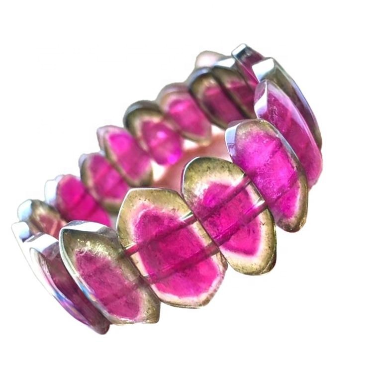 Udělat velkoobchod Tourmaline Rublite Lesklý Barevný náramek Přírodní turmalin náramek kouzlo náramky přírodní energetický kámen 33